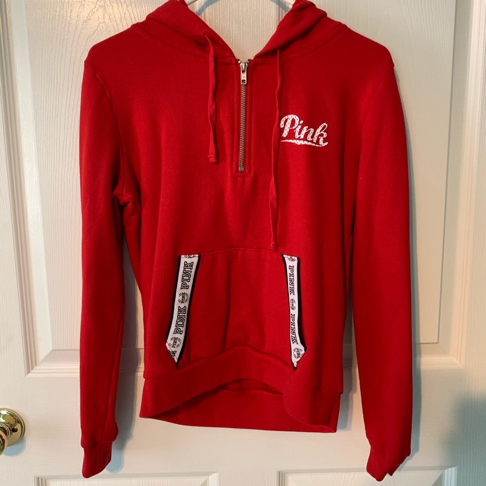 PINK logo half zip!!! Red